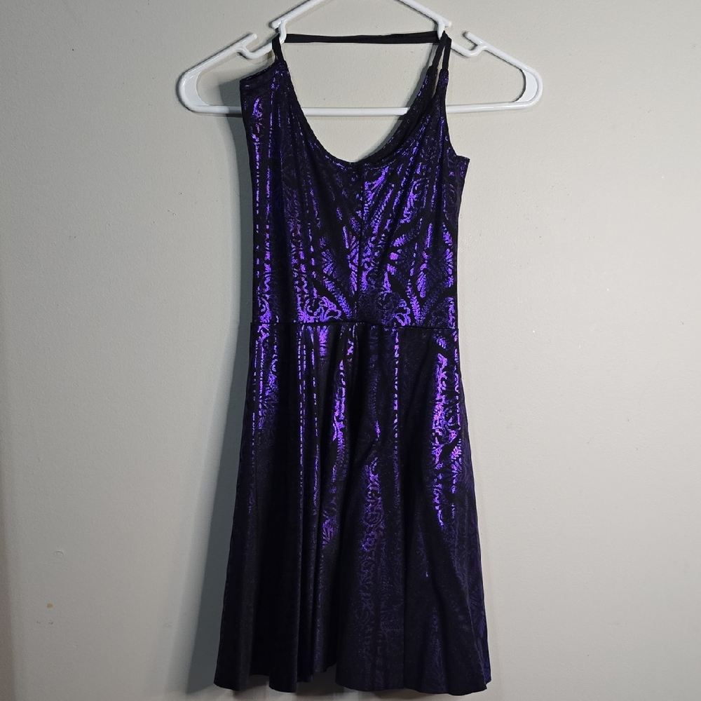 Old School Black Milk Geometric Floral Violet Reversible Straps Dress